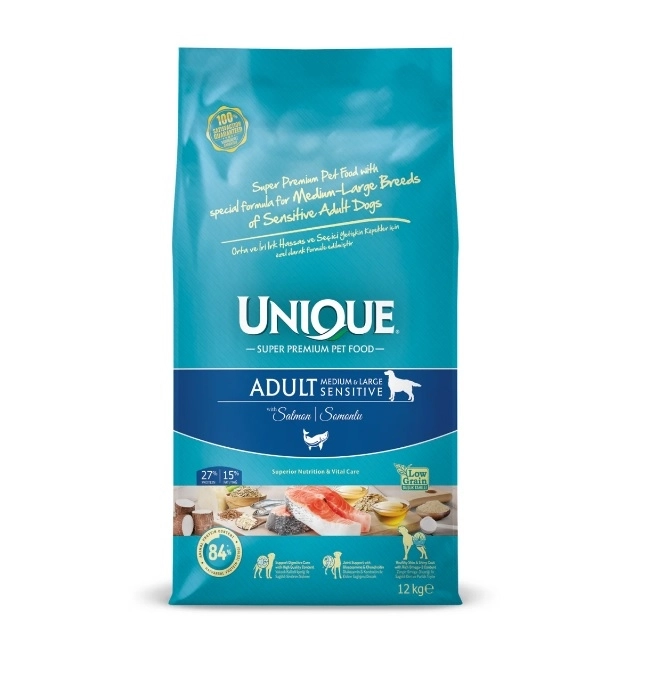 Unique Sensitive Orta ve İri Irk Yetişkin Köpek Maması Somonlu 12 kg