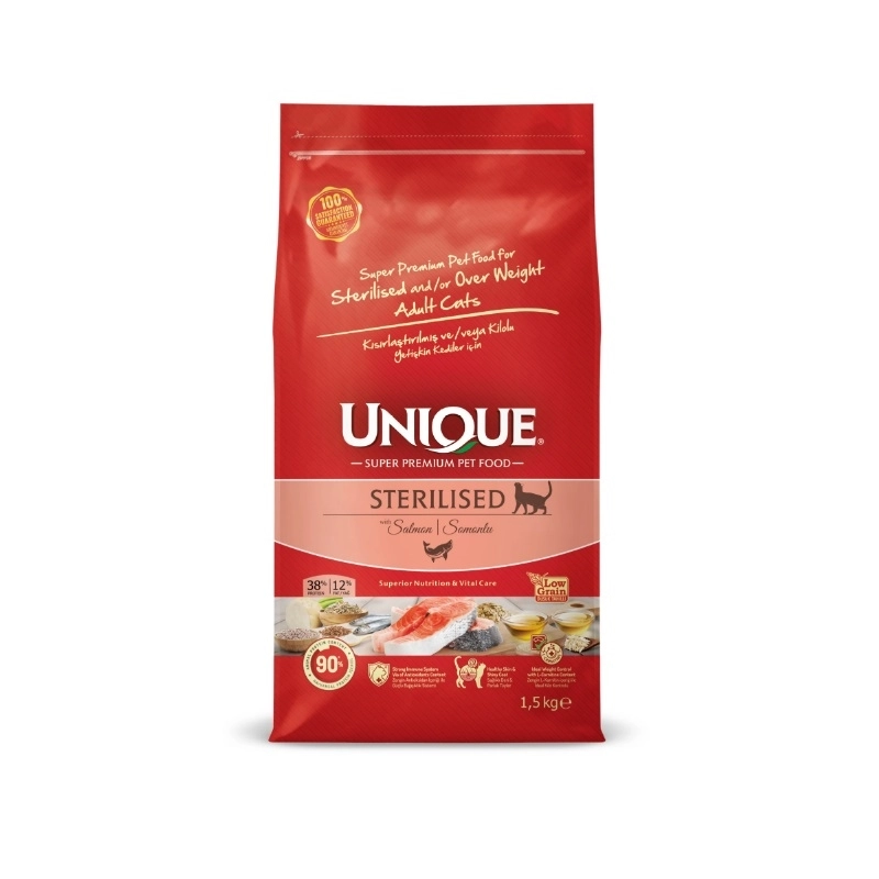Unique Kısırlaştırılmış Kedi Maması Somonlu 1,5 kg