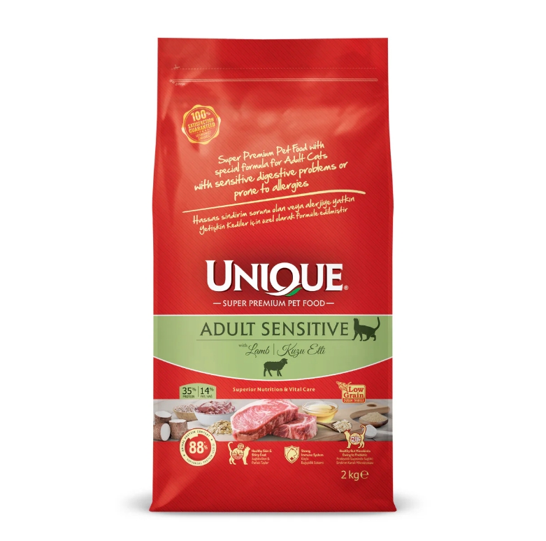 Unique Sensitive Yetişkin Kedi Maması Kuzu Etli 2 kg