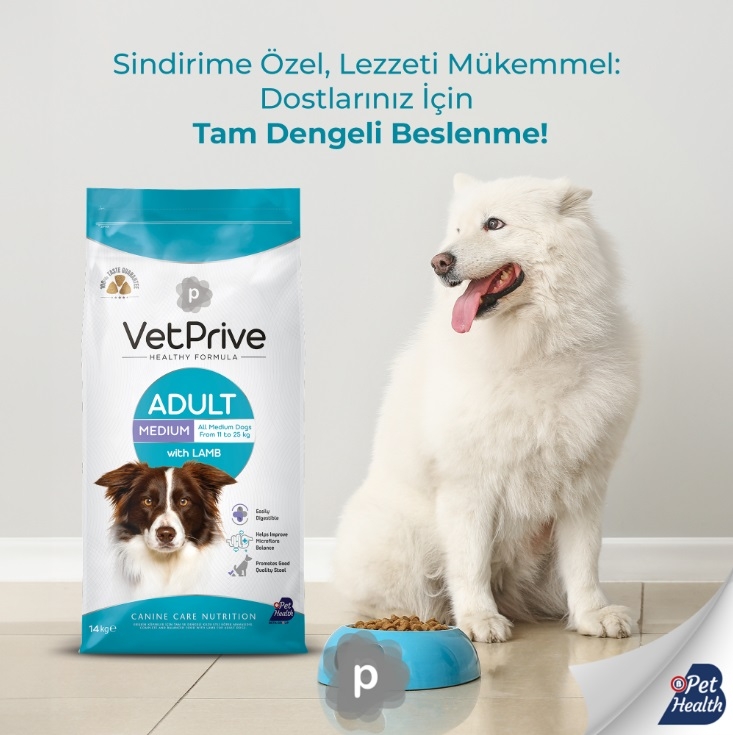 Vet Prive Orta ve İri Irk Yetişkin Köpek Maması Kuzu Etli 14 Kg