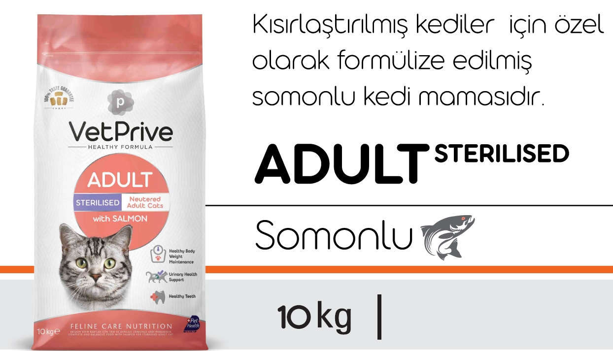 Vet Prive Somonlu Kısırlaştırılmış Kedi Maması 10kg
