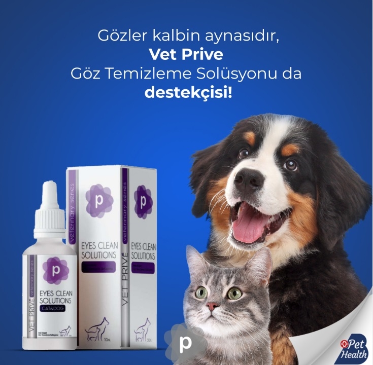 Vet Prive Kediler Ve Köpekler İçin Göz Temizleme Solüsyonu 50ml /Eyes Clean Solutions 