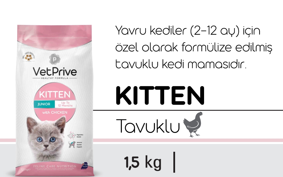 Vet Prive Tavuklu Yavru Kedi Maması (2-12 ay) 1,5kg