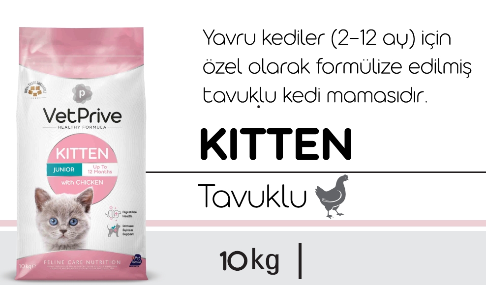 Vet Prive Tavuklu Yavru Kedi Maması (2-12 ay) 10 kg