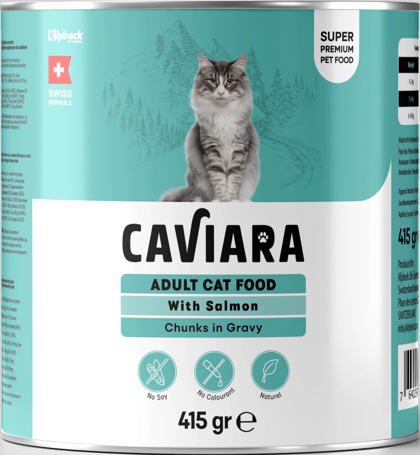   Caviara Sos İçinde Et Parçacıklı Somonlu Yetişkin Kedi Maması Konservesi