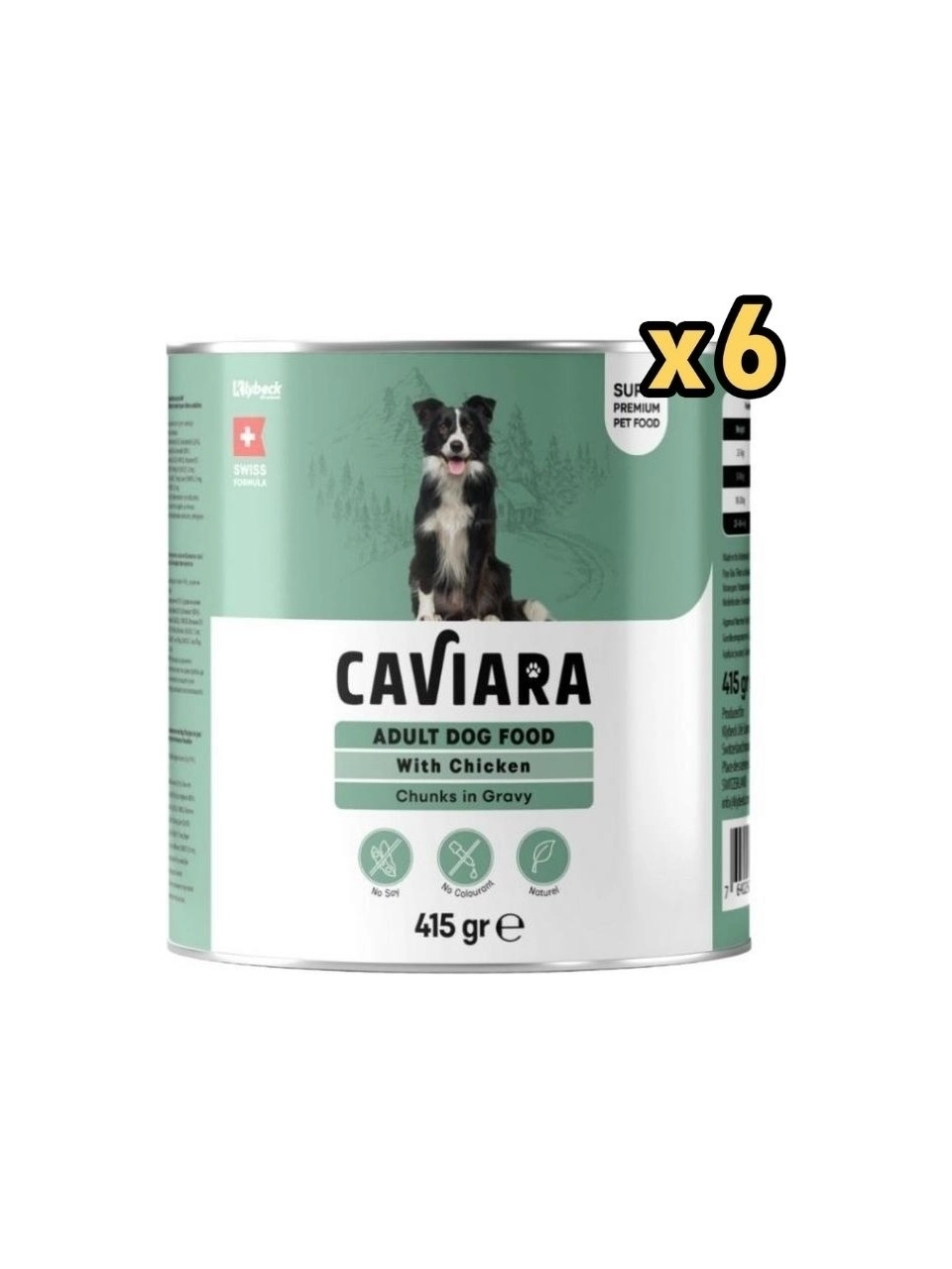   Caviara Sos Içinde Et Parçacıklı Tavuklu Yetiskin Köpek Maması Konservesi 415 gr 6 ADET