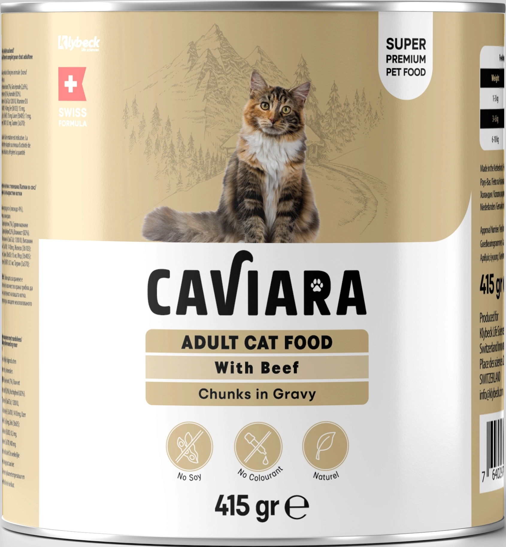 Caviara Sos İçinde Et Parçacıklı Dana Etli Yetişkin Kedi Maması Konservesi