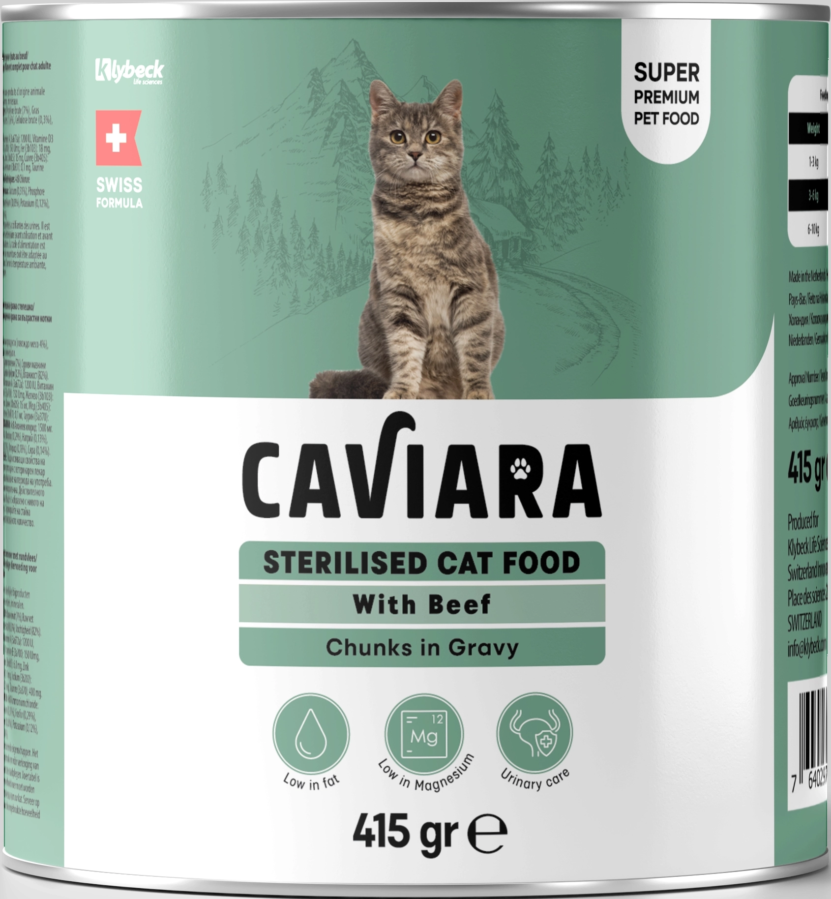  Caviara Sos İçinde Et Parçacıklı Dana Etli Kısır Kedi Maması Konservesi 415 gr