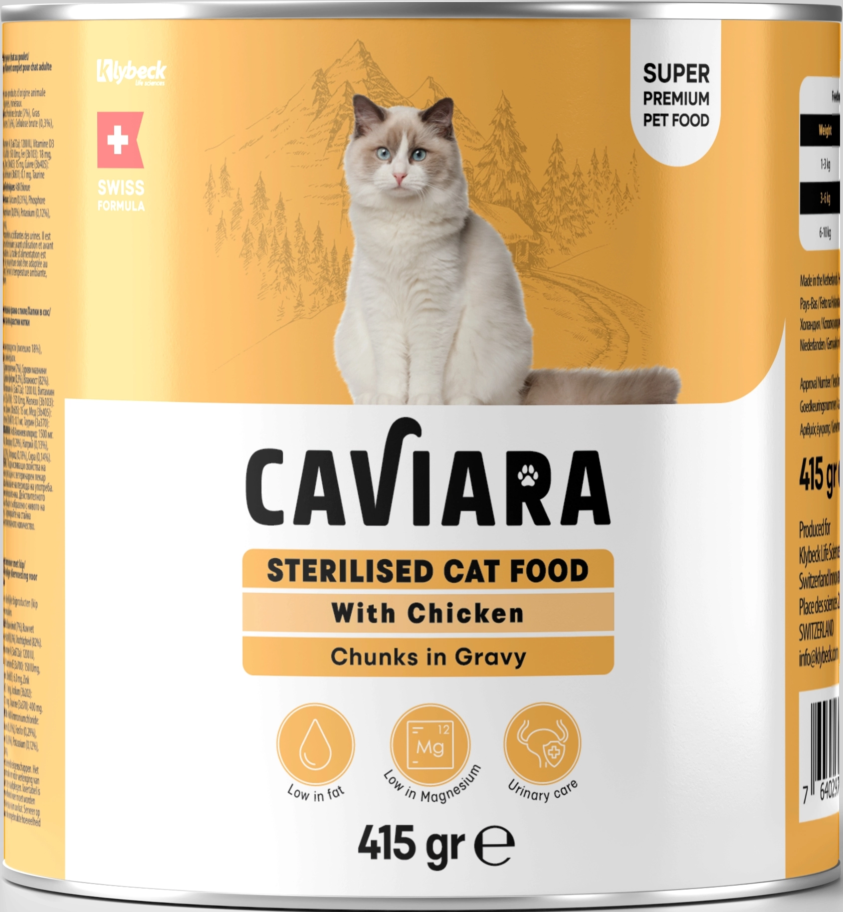   Caviara Sos Içinde Et Parçacıklı Tavuklu Kısır Kedi Maması Konservesi 415 gr