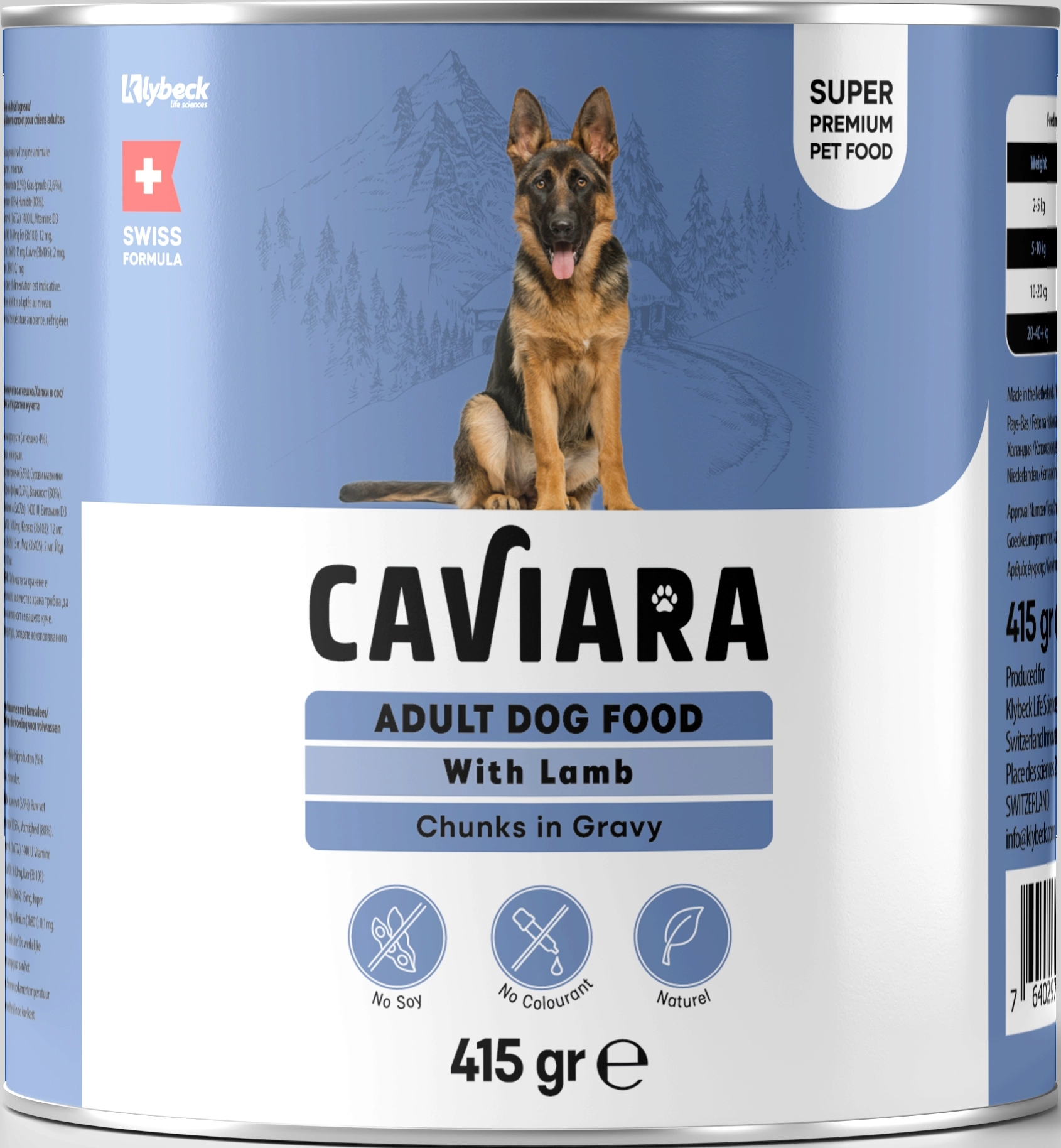   Caviara Sos Içinde Et Parçacıklı Kuzu Etli Yetiskin Köpek Maması Konservesi 415 gr