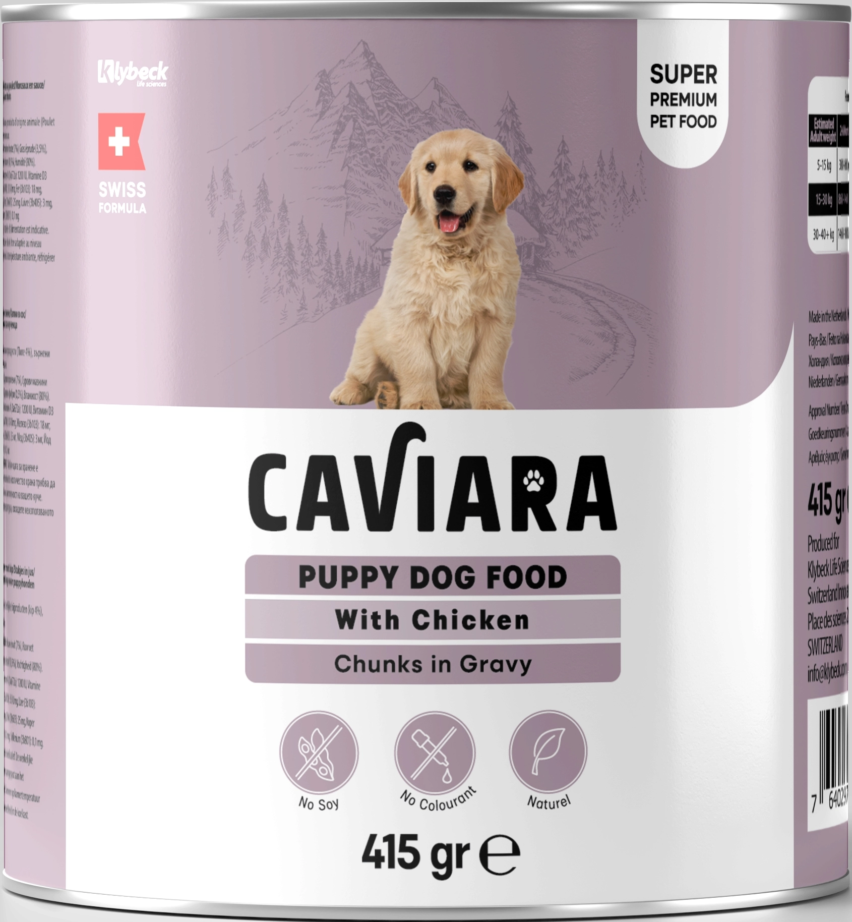 Caviara Sos Içinde Et Parçacıklı Tavuklu Yavru Köpek Maması Konservesi 415 gr