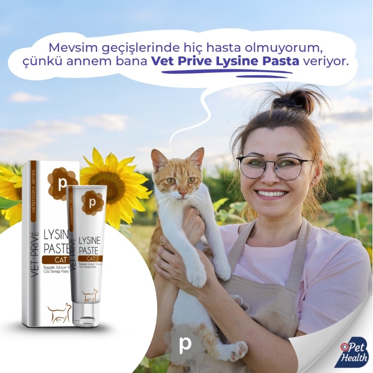 Vet Prive Lysine Paste / Kediler Için Bağışıklık, Solunum Yolu Ve Göz Desteği Pasta 100gr.