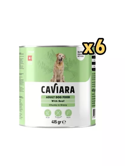   Caviara Sos Içinde Et Parçacıklı Tavuklu Yetiskin Köpek Maması Konservesi 415 gr 6 ADET