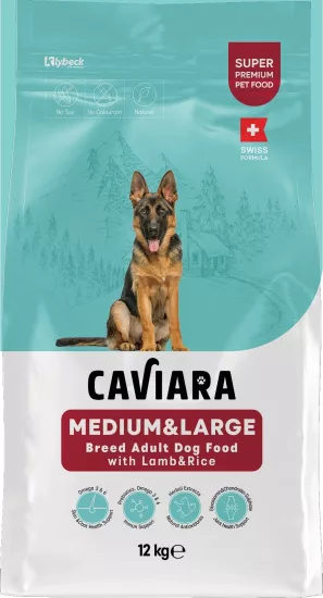 Caviara Kuzu Etli ve Pirinçli Orta & Büyük Irk Yetişkin Köpek Maması 12 Kg 