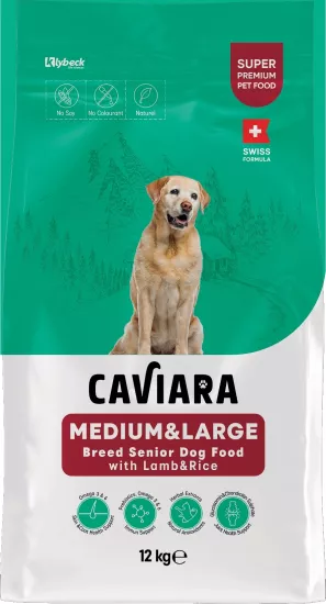 Caviara Kuzu Etli ve Pirinçli Orta & Büyük Irk Yaşlı Köpek Maması 12 Kg