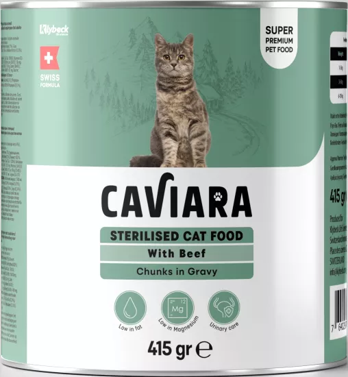   Caviara Sos İçinde Et Parçacıklı Dana Etli Kısır Kedi Maması Konservesi 415 gr