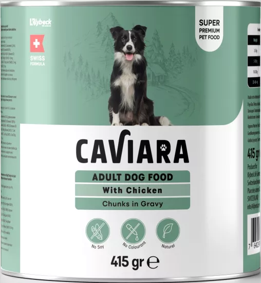   Caviara Sos Içinde Et Parçacıklı Tavuklu Yetiskin Köpek Maması Konservesi 415 gr