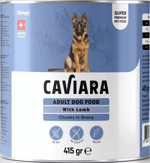  Caviara Sos Içinde Et Parçacıklı Kuzu Etli Yetiskin Köpek Maması Konservesi 415 gr