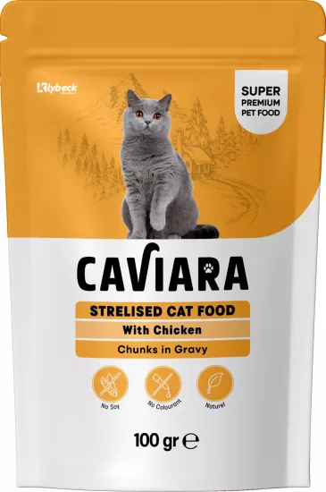 Caviara Pouch Jöle İçinde Et Parçacıklı Ördek ve Hindi Etli Yetişkin Kedi Maması